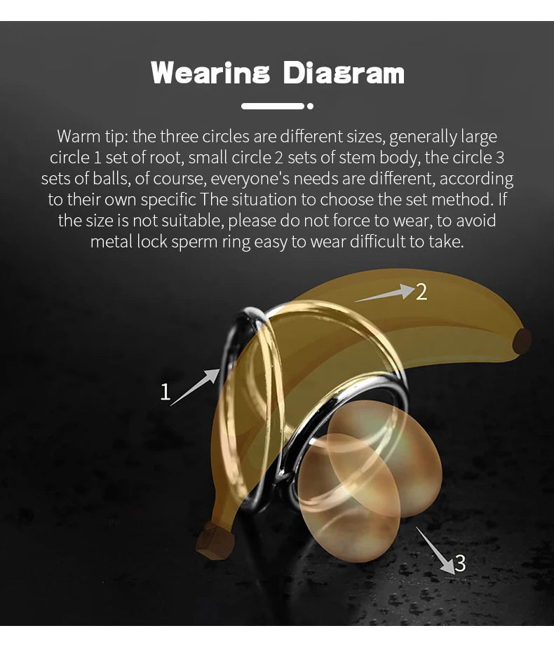 Male Penis Ring with tri-ring Metal Scrotal Restraints BDSM Cock Ring Urethral Ring Delay Ring Adult Sex Toy for Men