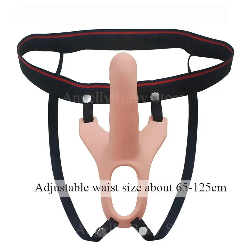 GaGu Hollow Silicone Strapon Dildo For Men Penis Pump Extend Strap On Dildo No Vibration Strap-On Penis Extender With Harness