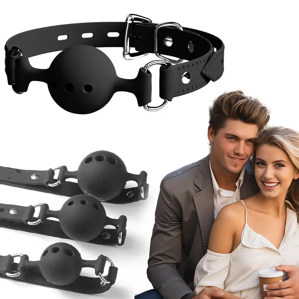BDSM Mouth Gags Bondage Restraints All Silicone Mouth Gag Breathable Ball Gag Adjustable Belt Mouth Sex Toys For Adult SM Games