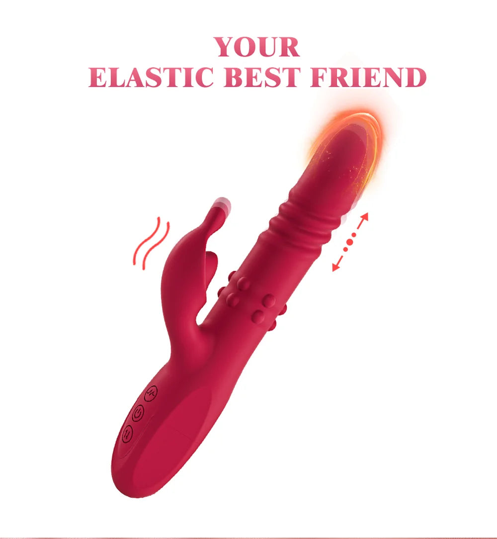 Telescopic Rabbit Vibrator Rotating Massage Vaginal Clitoris Vibration Stimulator G-spot Orgasm Masturbator Adult Couple Toys