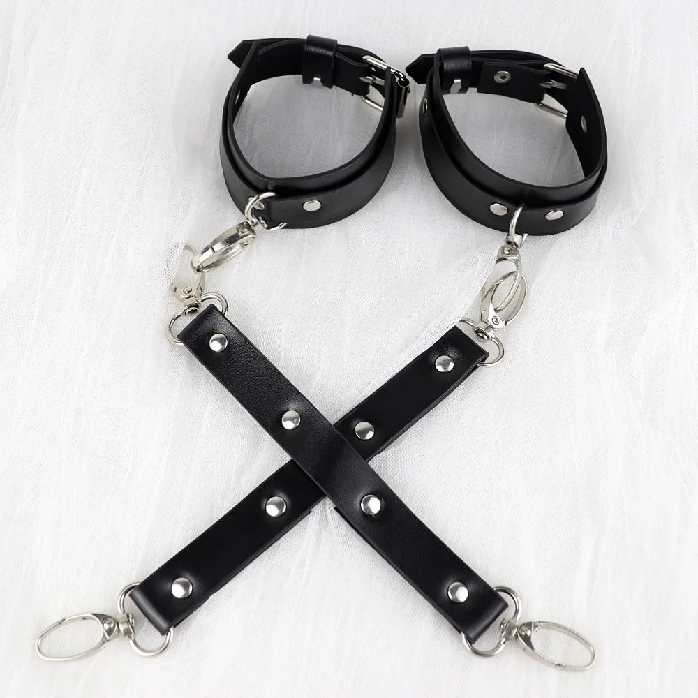 BDSM Bondage Garter Belt Sexy Lingerie Women Erotic Costumes Fetish PU Leather Body Harness Garters Sexual Baby Doll Underwear