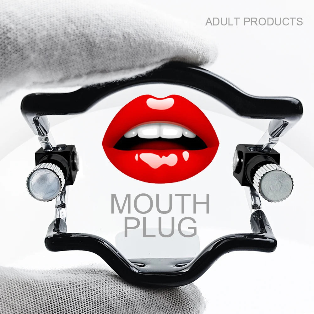 BDSM Stainless steel adjustable mouth plug Mouth bondage Slave Deep Throat Gags Restraint Blowjob Gag  Adult Sex Toys for Couple