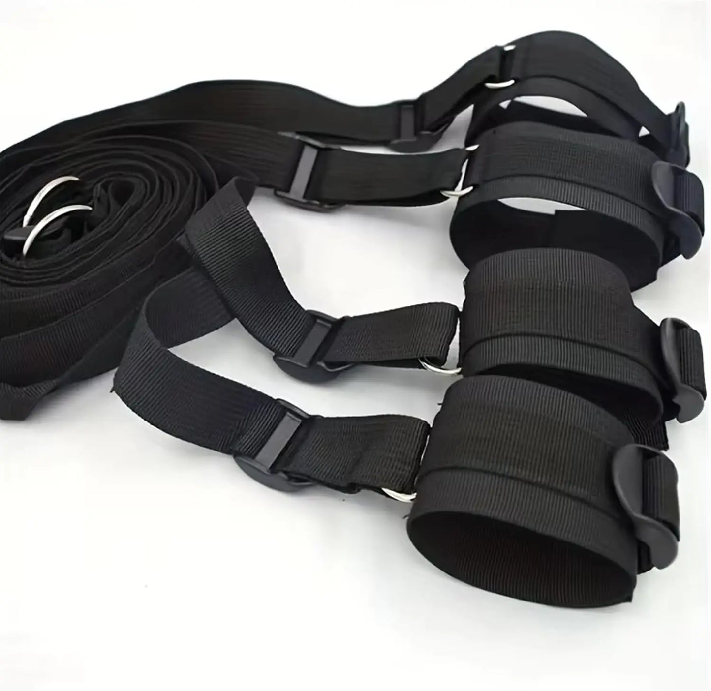 BDSM Bed Restraints Kit Adjustable Set with Wrist Thigh Cuffs Handcuffs Sex Furniture  Bondage Gear for Bedroom  Adult Toys