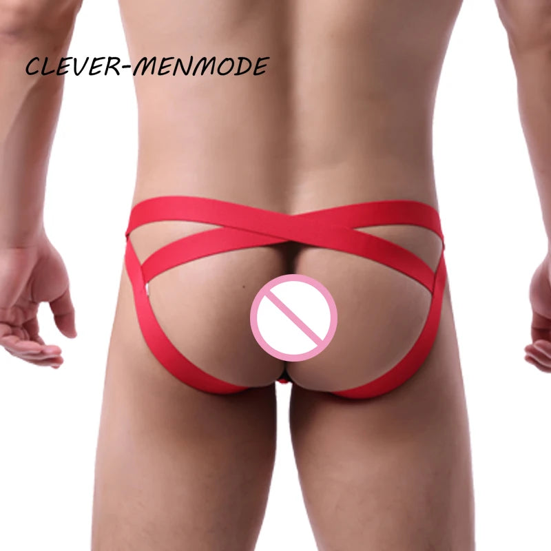 BDSM G-String T-Back Jockstrap Men Fashion Transparent Panties Sexy Fishnet Hip-Baring Thong Low Rise Mesh See-Through Lingerie