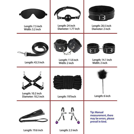 BUYBOOS Sex Bondage Restraints 11Pcs Set BDSM Leather Bondage Sets Restraint Kits Bondage Gear Accessories Adult Sex Toy