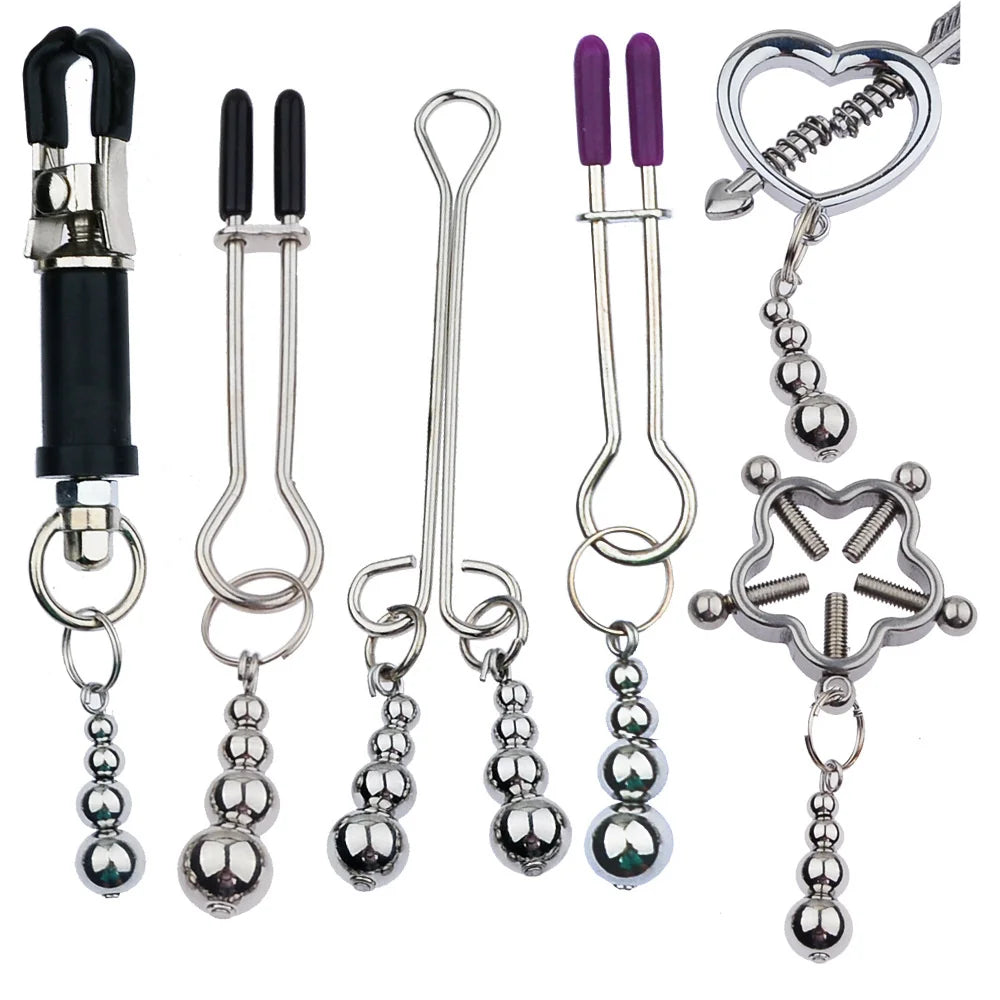 BDSM Bondage Nipple Clamp Sex Breast Clamp Clips Metal Nipple Shaking Clamps Breast Clip Sex Slaves Breast-Enhancing