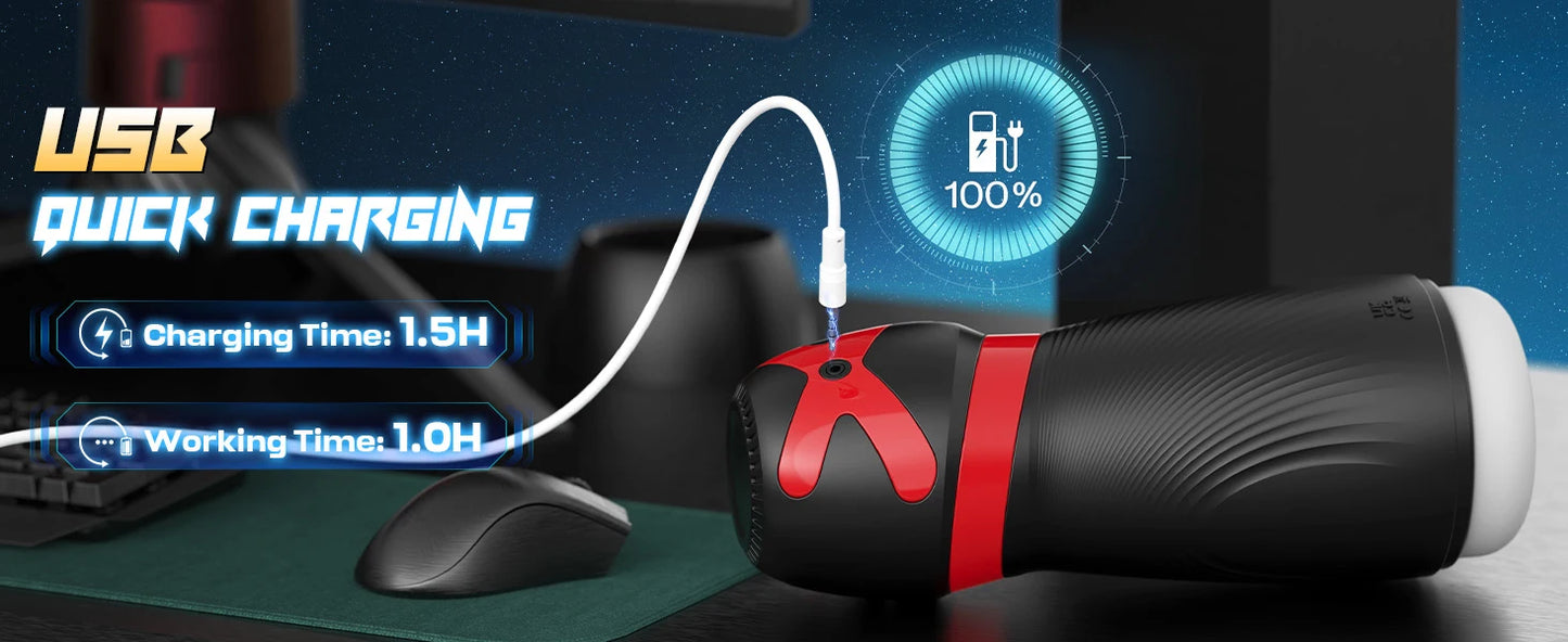 Automatic Telescoping Male Masturbator Cup Penis Pump Pocket Pussy with 9 in 1 Suction Vibrating Modes App Controll Sex Toy