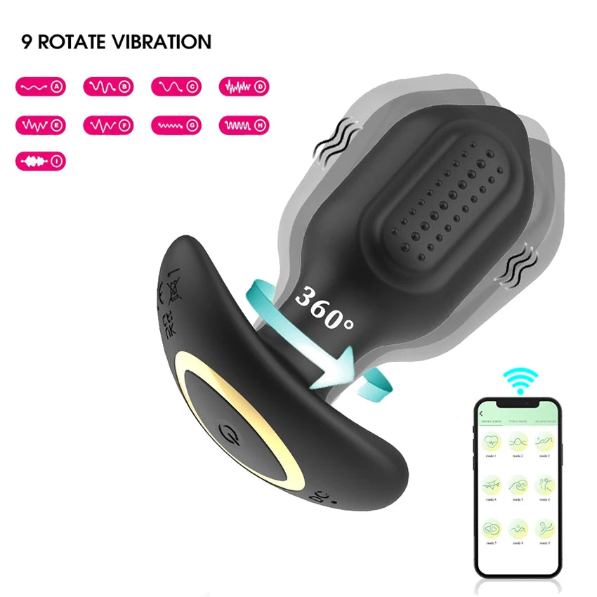 360° Rotation Wireless Control Anal Vibrator APP Bluetooth Butt Plug Men Prostate Massager Male Ass Anal Adult Sex Toys Couples