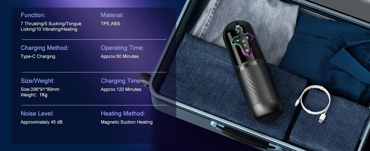 5 IN 1 Automatic Telescopic Male Masturbator Penis Pump Heated Sucking Vibrating Sex Machines With LCD Display Sex Toys for Men