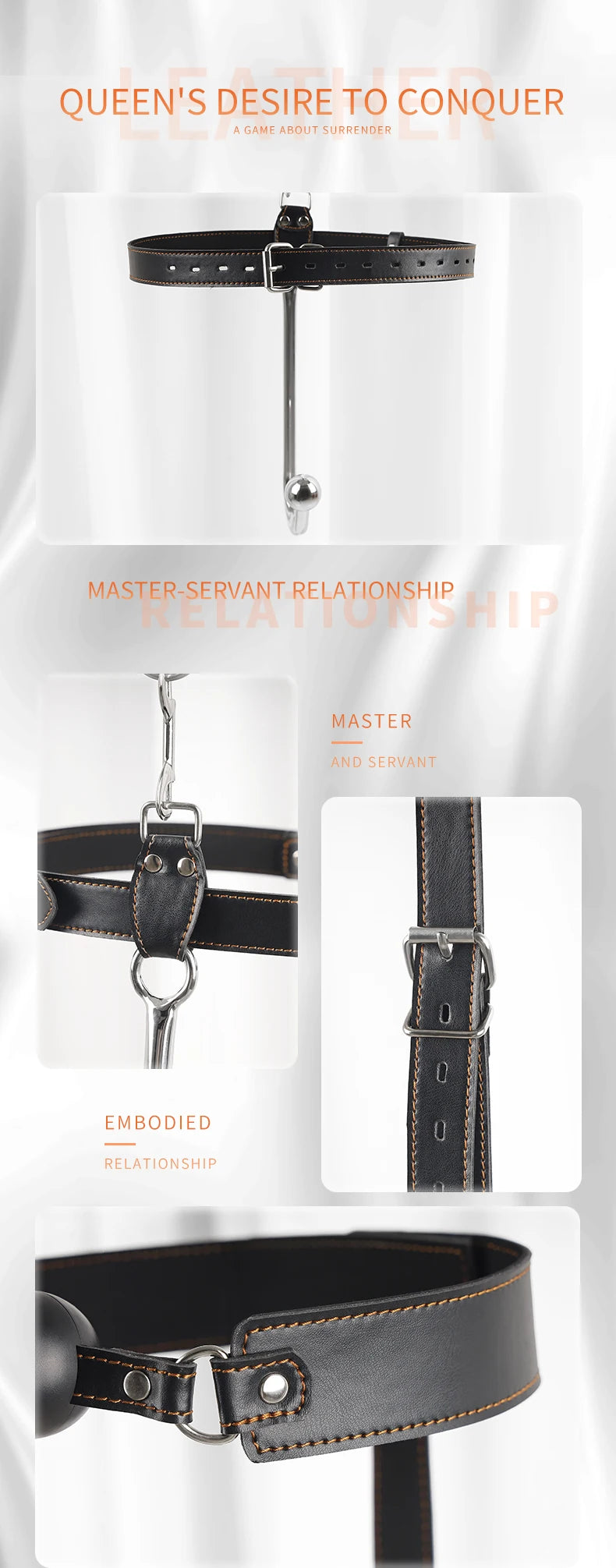 BDSM anal hook leather set, sex assist position, metal hook restraint, belt mouth plug handcuffs, adult sex toys