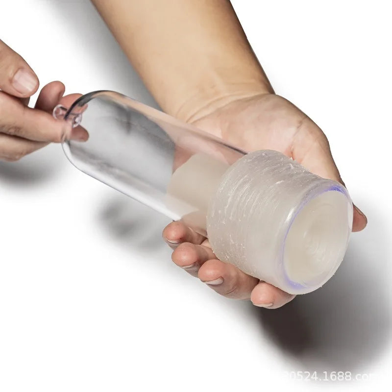 Pump Enlarger Device Vacuum Cylinde Masturbation Soft Stick Hollow Penis Sleeve Penise Pump Hand Pull Parts Penis Trainer
