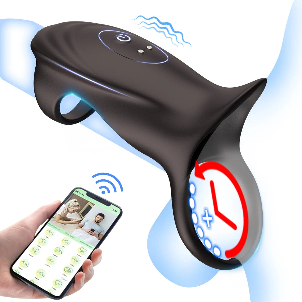 APP Controlled Penis Ring Vibrator Sex Toys for Men 10 Vibration Cock Sleeve G Spot Vibrator Couples Adult Toys Games 18+