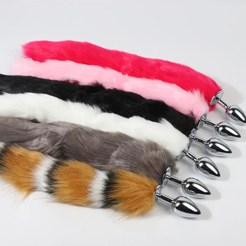 Anal Plug Metal Long Tail Anal Toys Sexy Fox Tail Anal Plug Adult Products Cosplay Sex Toys for Woman Men BDSM Beginner Sex Toys