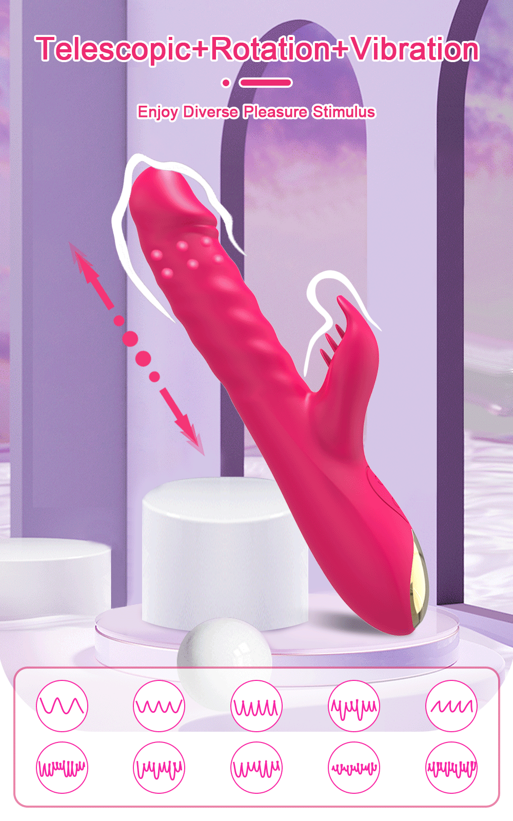 Rabbit Vibrator G-Spot Vaginal Stimulator Telescopic Clitoral Female Masturbator Massager Licking Dildo Adult Sex Toys for Women