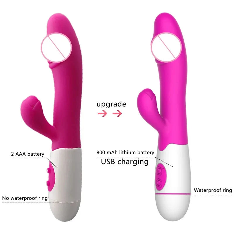Rabbit Vibrator for Women 30 Speed Rechargeable G Spot Clitoris Stimulator Dildo Vagina Female Masturbator Sex Toys for Aldult