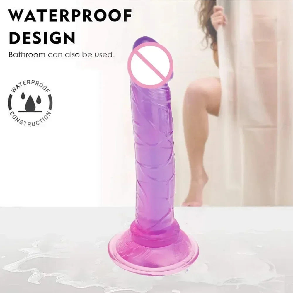 Realistic Dildos Crystal Pink Dildo with Strong Suction Cup Base Jelly Penis for Beginners Sex Toy for Women G Spot Clit Vaginal