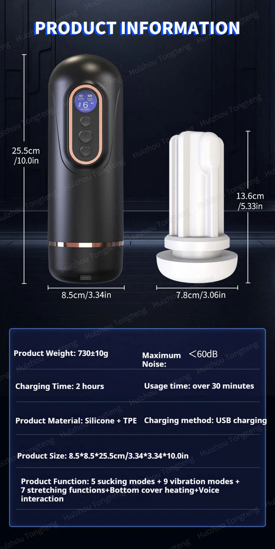 Male Masturbators Cup Penis Pump with Thrusting Sucking 3D Textured Sleeve Heating Blowjob Mens Sex Toy Pocket Pussy for Men