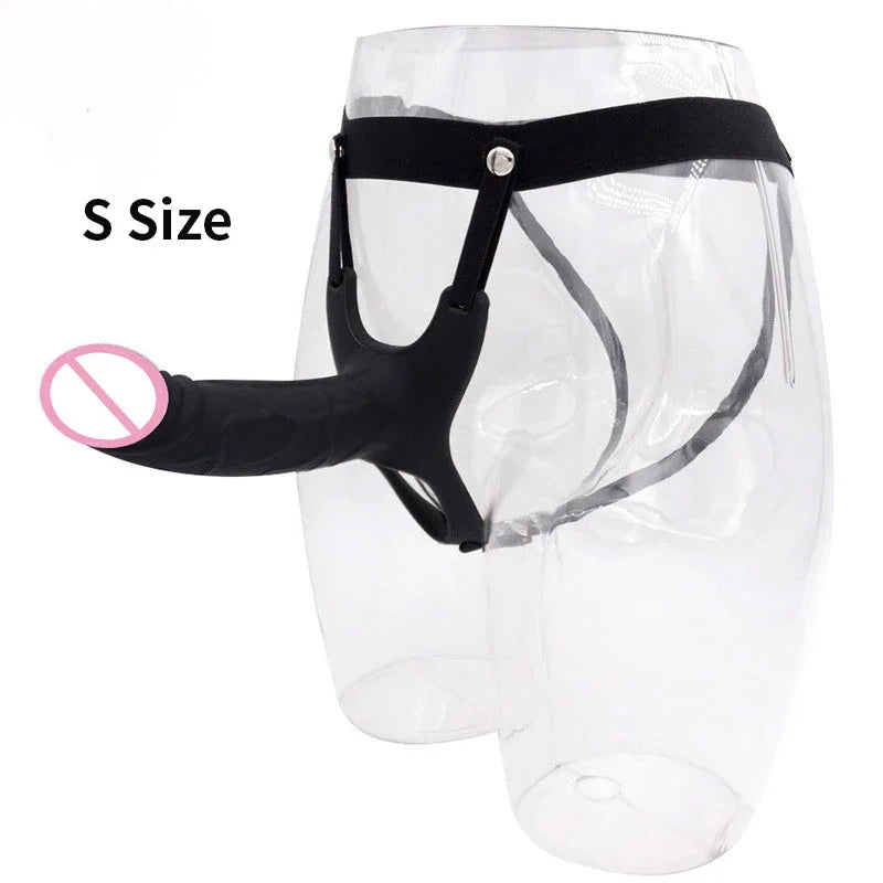 GaGu Hollow Silicone Strapon Dildo For Men Penis Pump Extend Strap On Dildo No Vibration Strap-On Penis Extender With Harness
