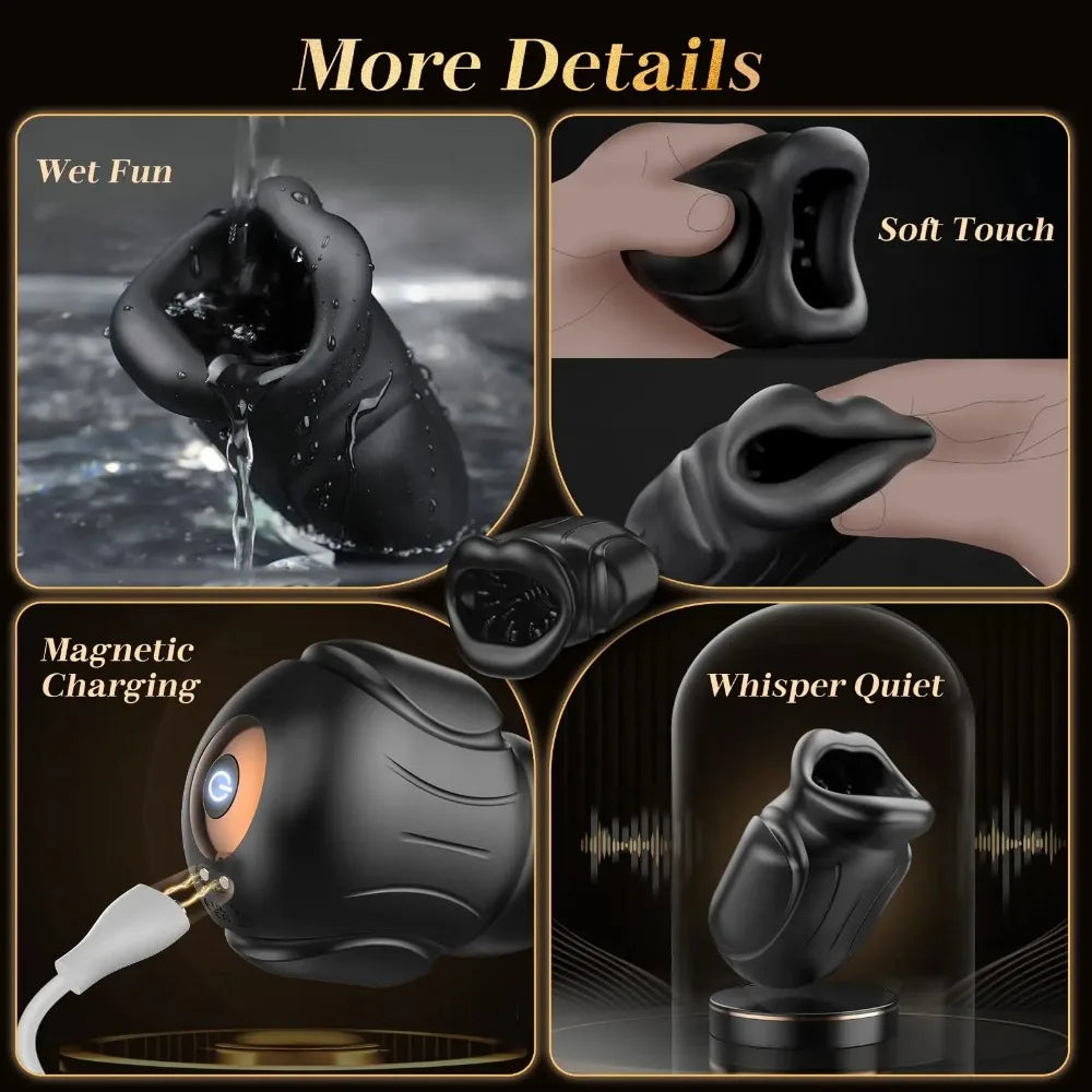 APP Mouth  Blowjob  Male  Stroker  Trainer  Adult  Toys for Prolong Endurance Pocket Pussy Vibrator Sex Toy Sex Machine for Men