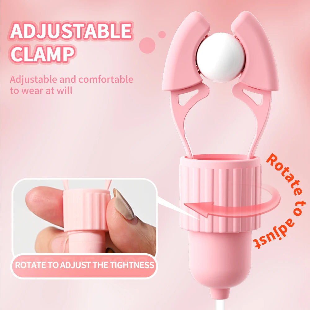 Nipple Clamps Vibrator Women Tongue Licking Strong Sucking Breast Massage Vibrating Toys Adults Female Masturbator Sex Toys 18+