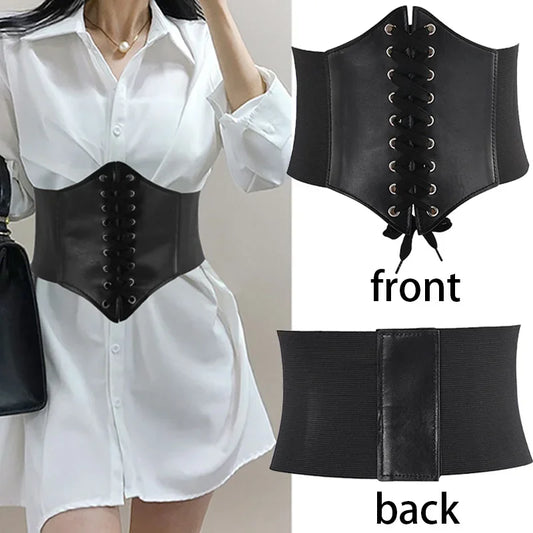 Women's Corset Body Shapewear Sexy Wide Leather Belt Cummerbunds Strap Belts for Women High Waist Slimming Corsets and Bustiers