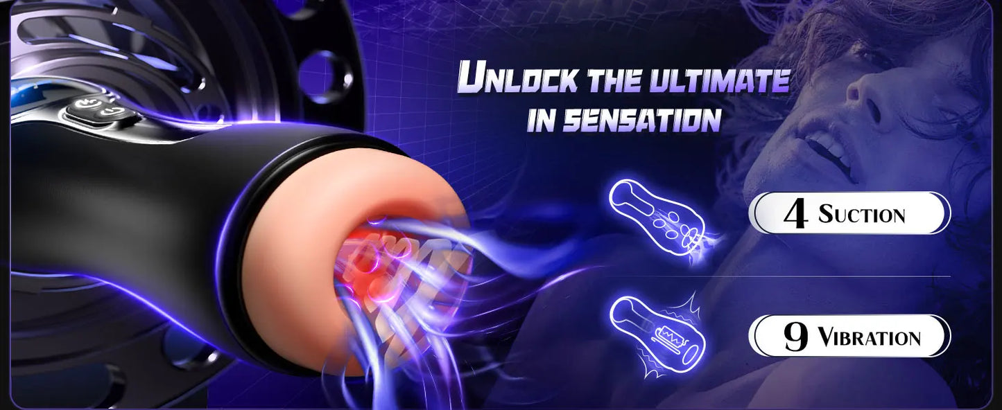 Male Masturbator Penis Pump Adult Sex Toys with 4 Sucking 9 Vibration Modes LED Display Pocket Pussy Realistic Vagina for 18 Men