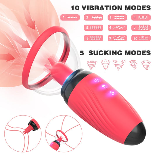 Nipple Stimulation Licking Vibrator Breast Enlargement Massager Vagina Clit Sucker Famale Masturbator Erotic Sex Toys for Women