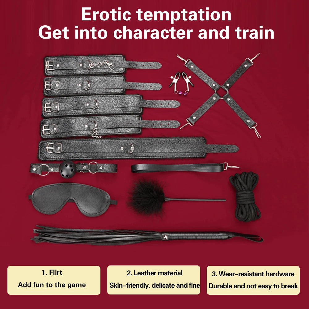 Bondage Kit BDSM Restraints Fetish Erotic Sex Toys For Couples Women Bandage Slave Collars Obedience Handcuffs Master Adult Game