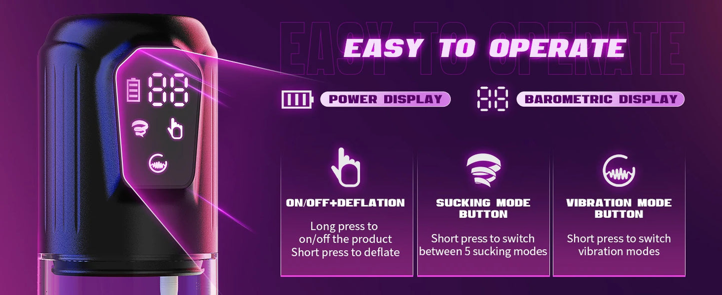 Electric Penis Pump with 5 Suction 6 Training Modes Automatic Male Masturbator LCD Pumps Enlargers Ault Sex Toys For Men