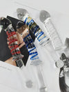 Adult sexual products, red and blue striped long handled glass dildo, female masturbation sex toys