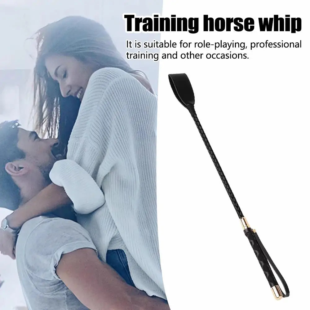 54CM Black PU Leather Spanking Paddle Long Whip Flirting Slave BDSM Bondage Flogger Sex Toys For Woman G Spot Sex Shop