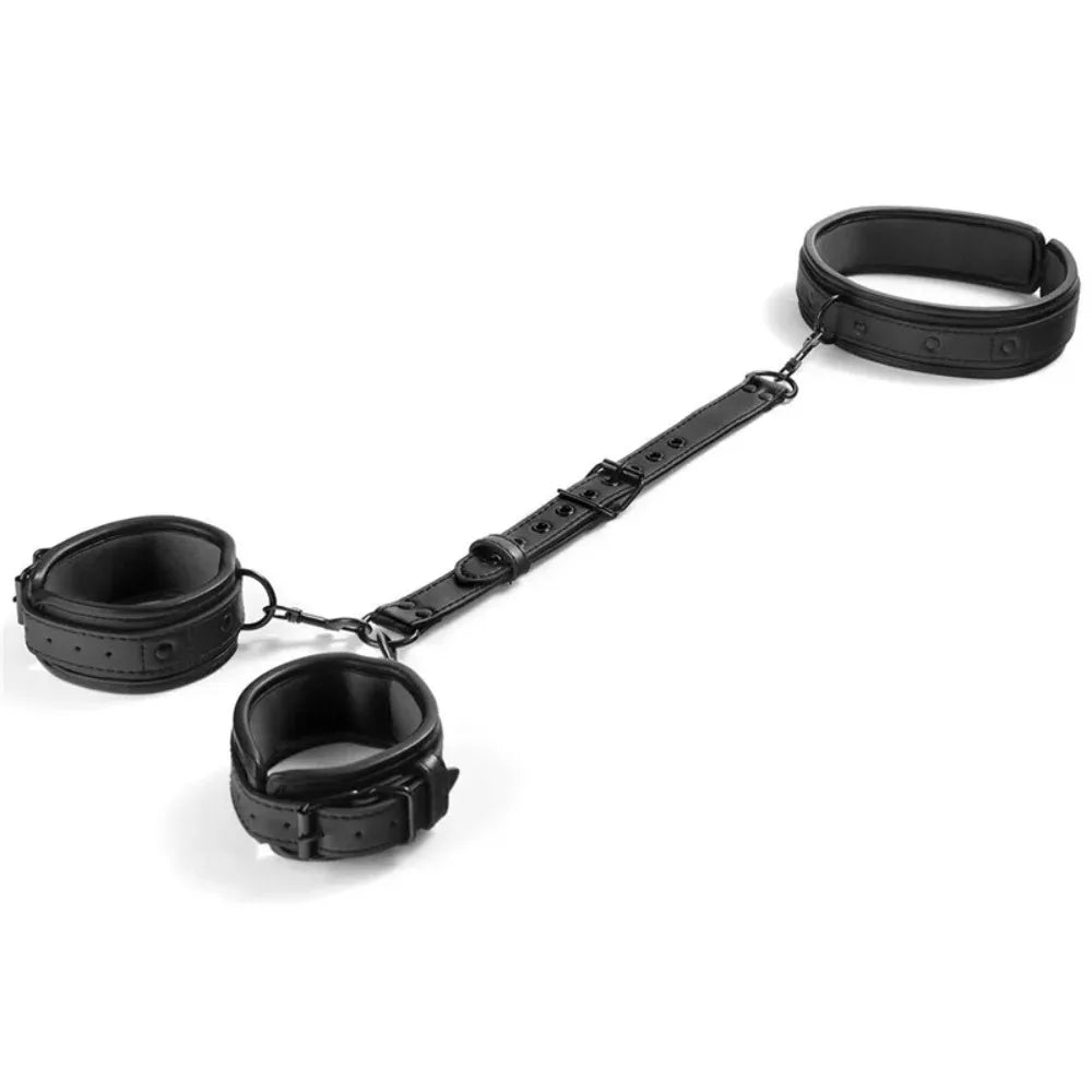 Neck-to-Wrist BDSM Bondage Restraints Kit – Couples Sex Toys with Chain Leash, Handcuffs & Collar for Slave Role Play