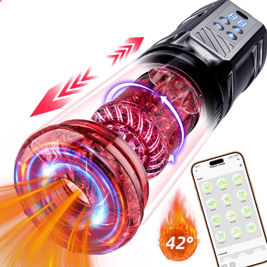 Male Automatic Masturbator Cup Thrusting Heating Rotating Pussy Licking Blowjob Sucking Machines Telescopic Sex Toy For Men