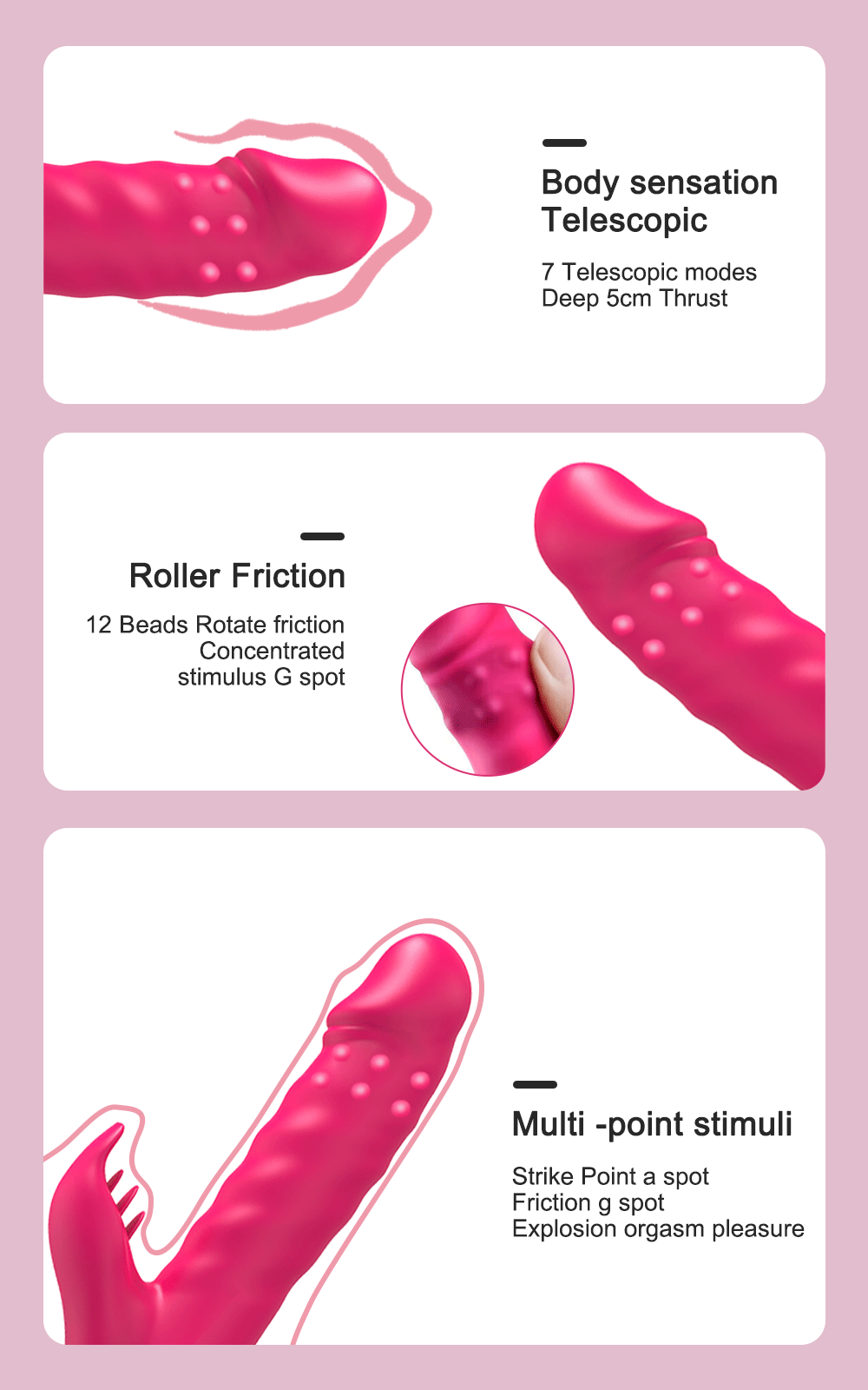 Rabbit Vibrator G-Spot Vaginal Stimulator Telescopic Clitoral Female Masturbator Massager Licking Dildo Adult Sex Toys for Women