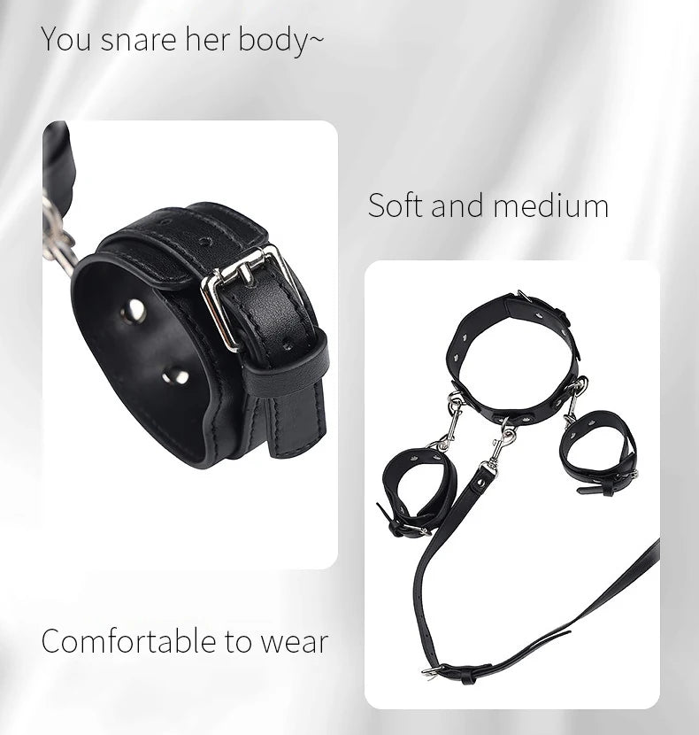 BDSM Sex Bondage Kit Restraints Bondage Restraints Metal Anal Hook Harness Necklace Bondage Handcuffs Adult Sex Toys Bondage Set