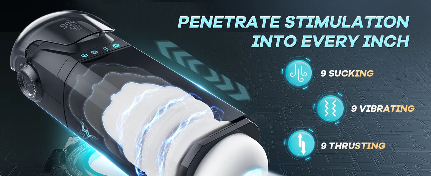 Automatic Telescoping Male Masturbator Cup Penis Pump Pocket Pussy with 9 in 1 Suction Vibrating Modes App Controll Sex Toy