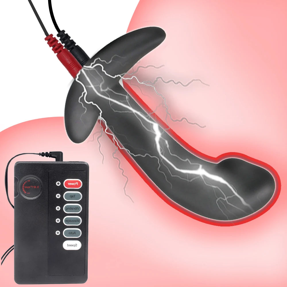 BDSM Electric Shock Silicone Anal Plug E-stim Buttplug Dildo G-Spot Prostate Massager Anus Dilator Intimate Goods Masturbator