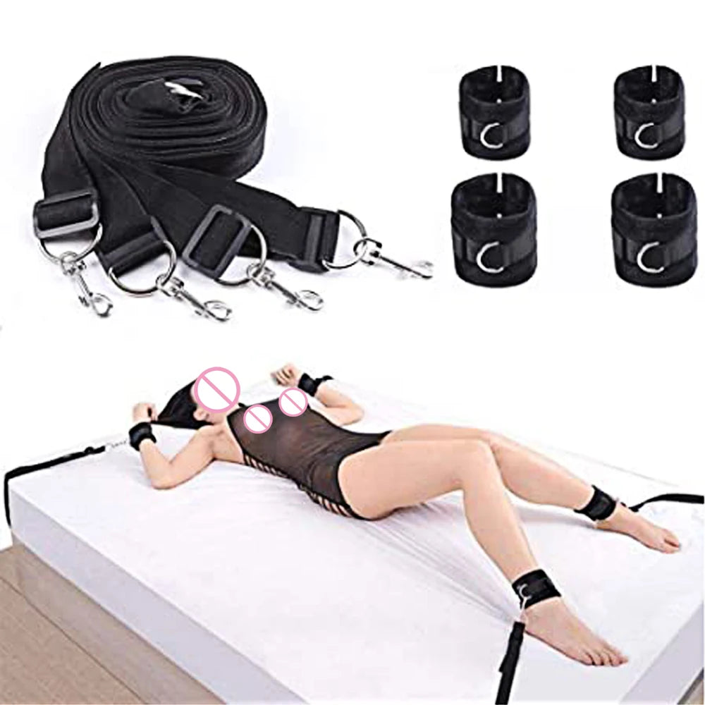 BDSM Neck to Wrist Restraints Bondage Set Adjustable Bondage Set Bed SM Games Play Sex Toys for Women Couples ﻿Adult Goods 18+