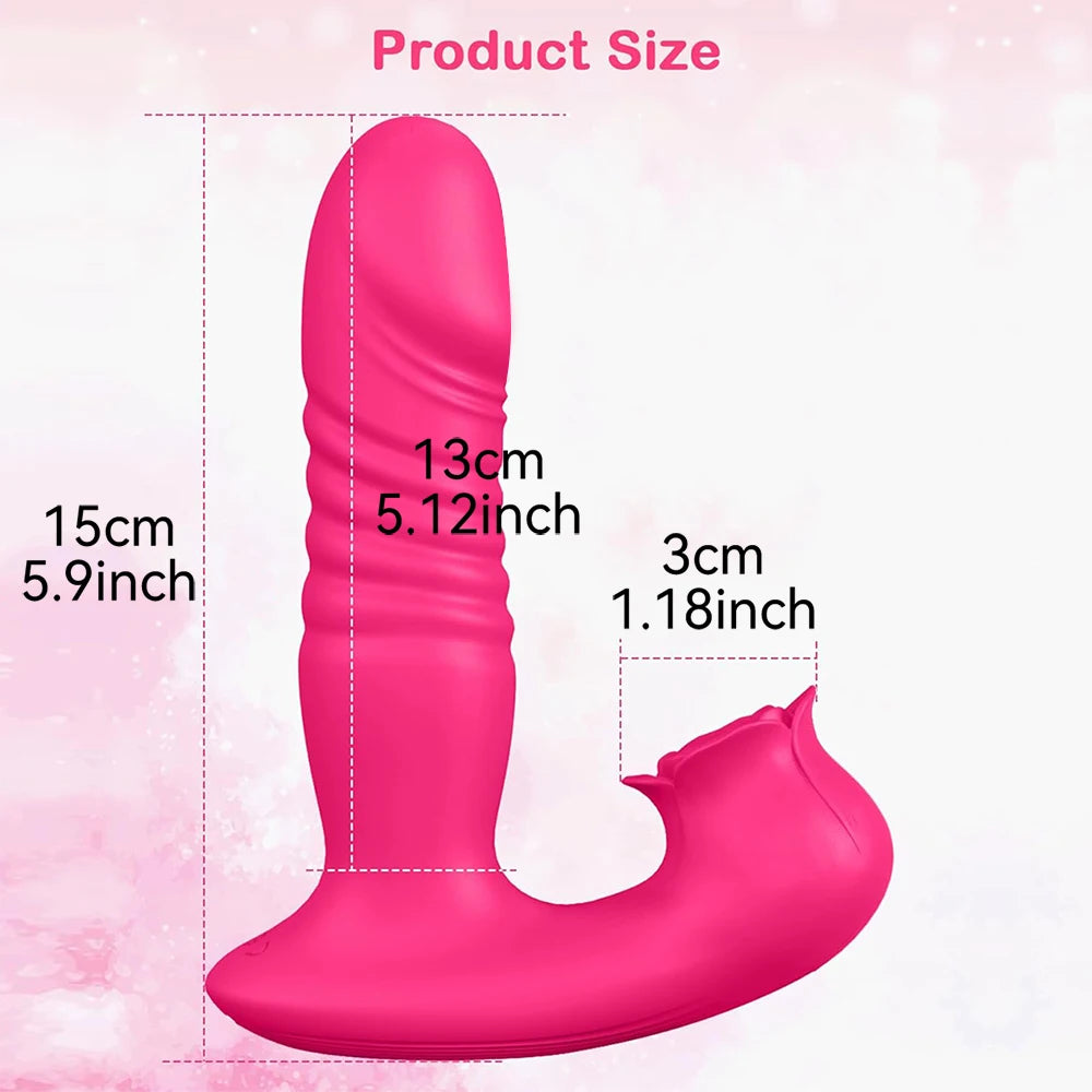 APP Rose Thrust Vibrator Strong Sucking Female Wearable G-spot Clitoris Stimulator Female Toy Clitoris Masturbator Dildo Sex Toy