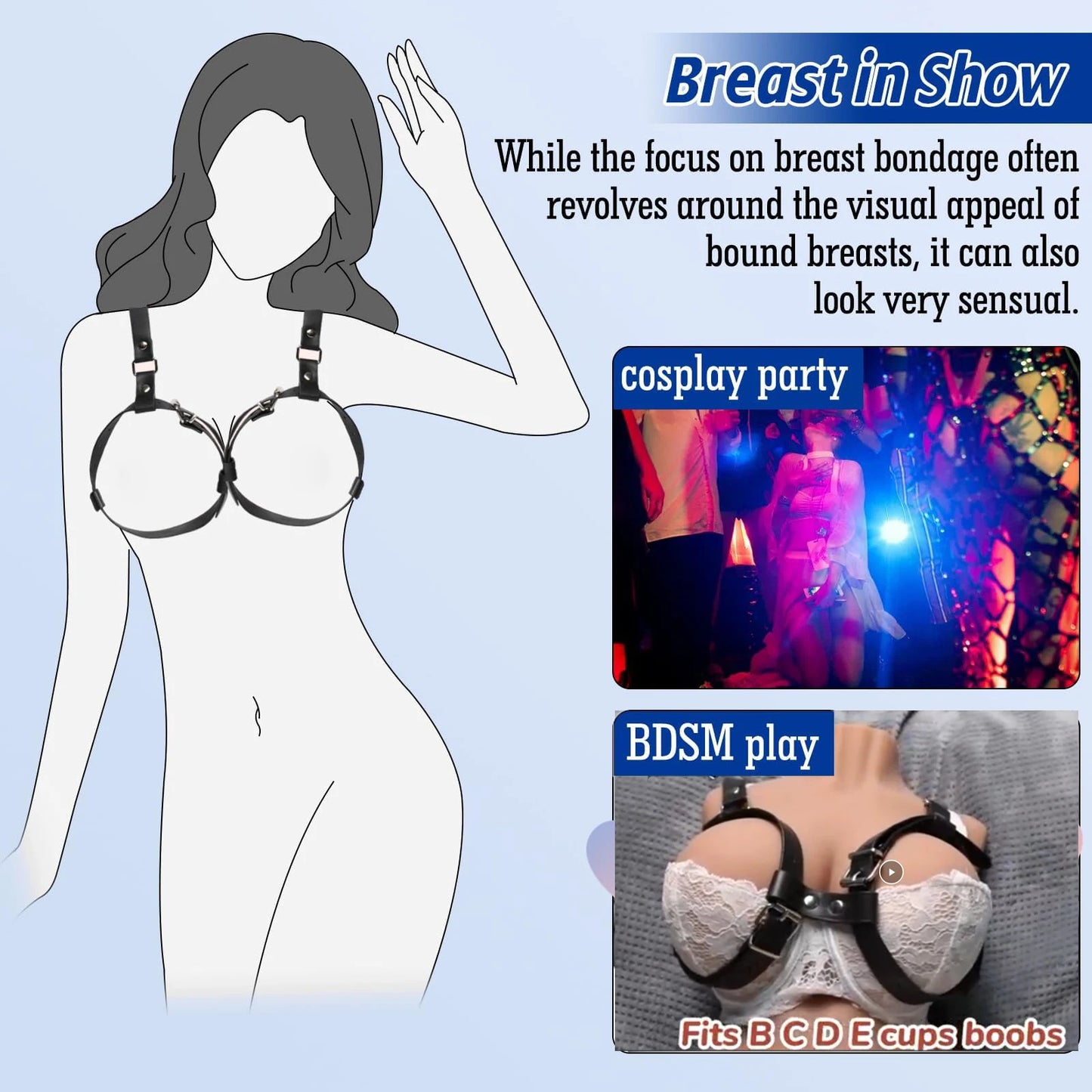 BDSM Breast Bondage Harness Sex Toys B to D Cup Leather Fetish Sexy Chest Restraints Punk Gothic For Women SM Bra Belts Straps