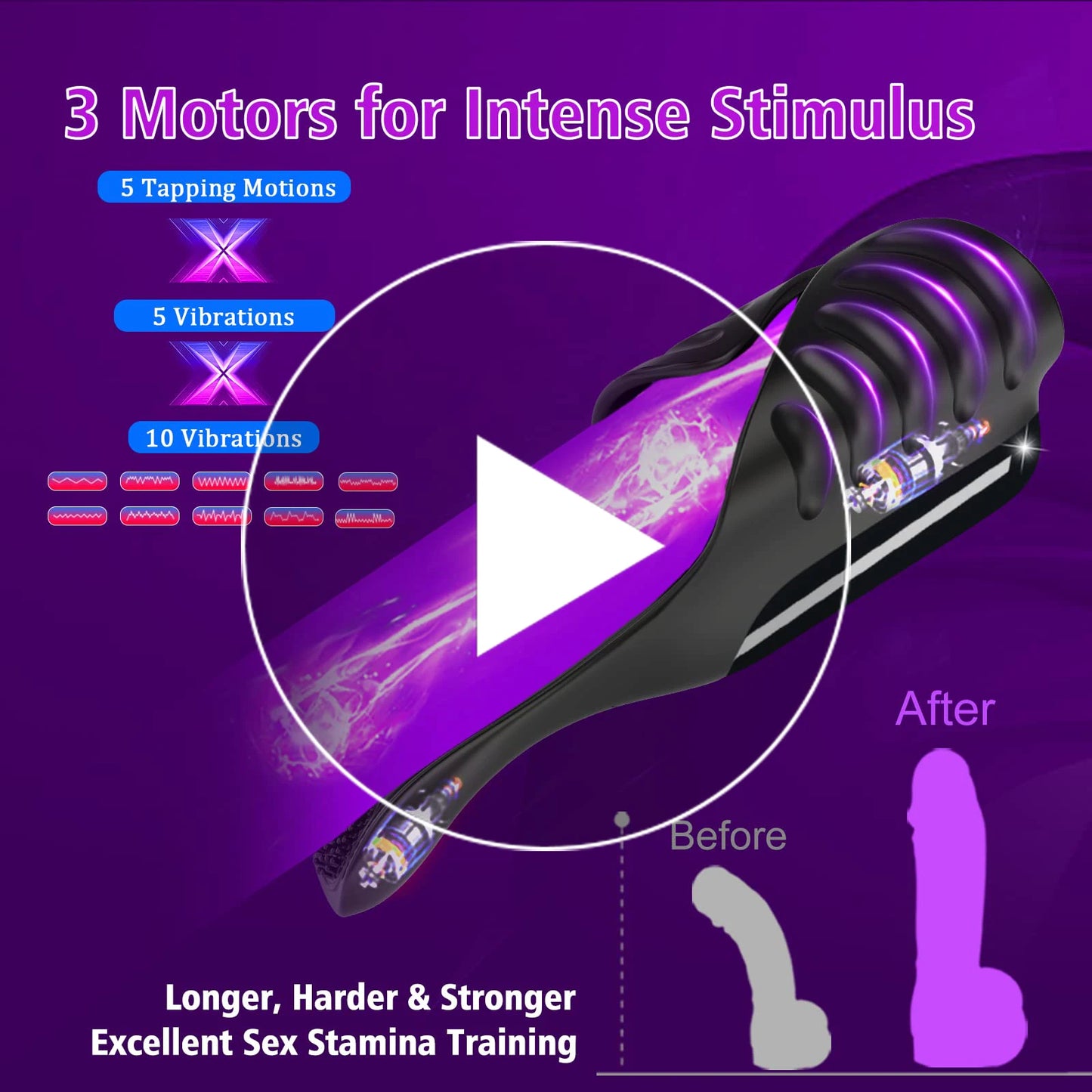Adjustable Tapping Male Masturbator Man Automatic Penis Enlargement Erection Vibrator Trainer Stimulator Prostate Adult Sex Toys