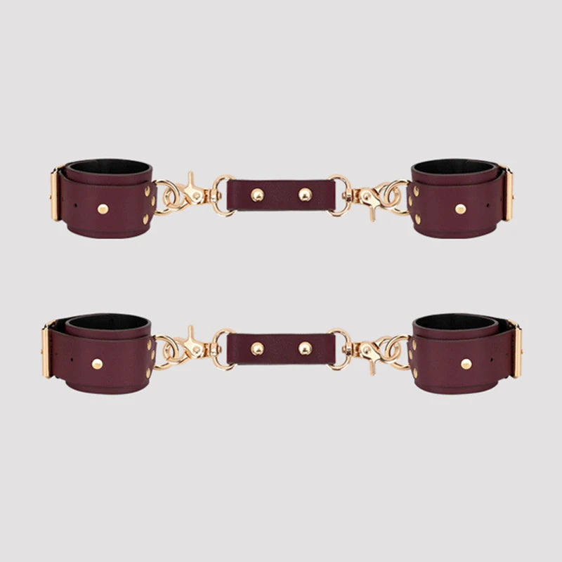 Thierry BDSM Bondage Restraint Kits Handcuffs Collar Wrist Ankle Thigh cuffs Waist Belt Cross Buckle Sex Toys For  Adult  Games