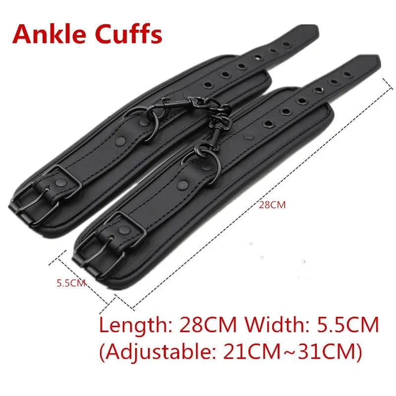BDSM Sex Bondage Set for Woman - Handcuffs Ankle Cuffs Collar Erotic Sex Toy Kit Adults Games Products