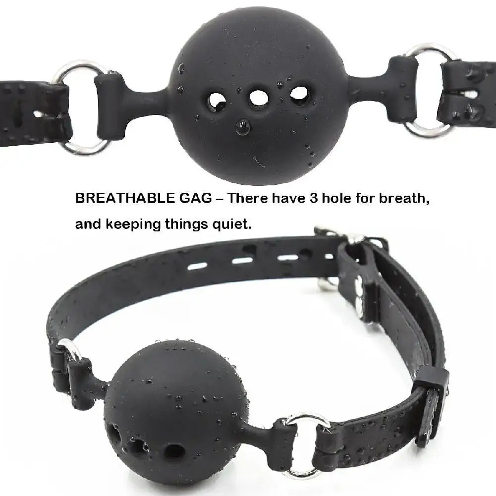 BDSM Mouth Gags Bondage Restraints All Silicone Mouth Gag Breathable Ball Gag Adjustable Belt Mouth Sex Toys For Adult SM Games