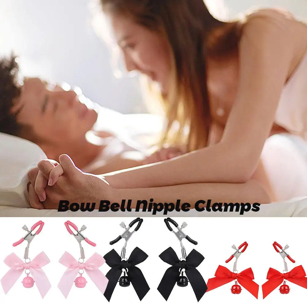 BDSM Sexy Bow Adjustable Nipple Clamp Breast Bdsm Small Bell Adult Fetish Flirting Teasing Sex Toy For Couple Nipple Clip Breast