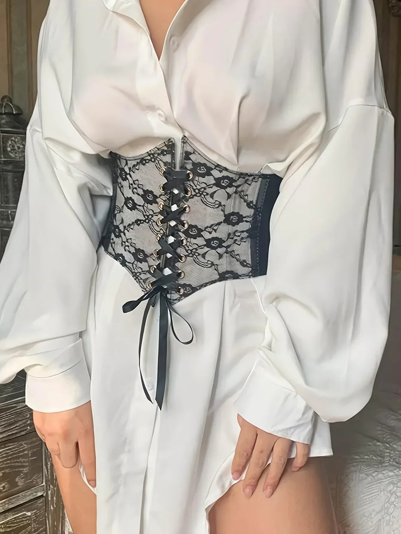 Fashionable Women's Lace-up Corset Belt, Retro Style for Ladies Suitable for Casual Wear and Special Occasions