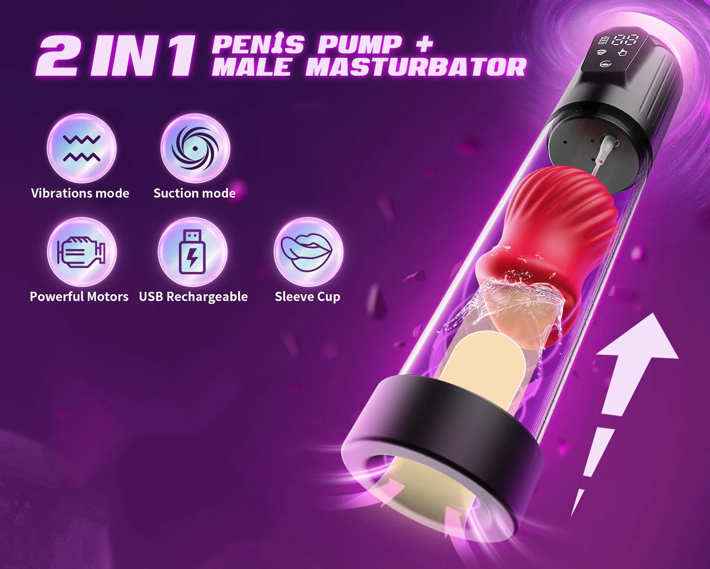 Electric Penis Pump with 5 Suction 6 Training Modes Automatic Male Masturbator LCD Pumps Enlargers Ault Sex Toys For Men