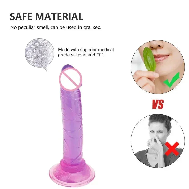 Realistic Dildos Crystal Pink Dildo with Strong Suction Cup Base Jelly Penis for Beginners Sex Toy for Women G Spot Clit Vaginal