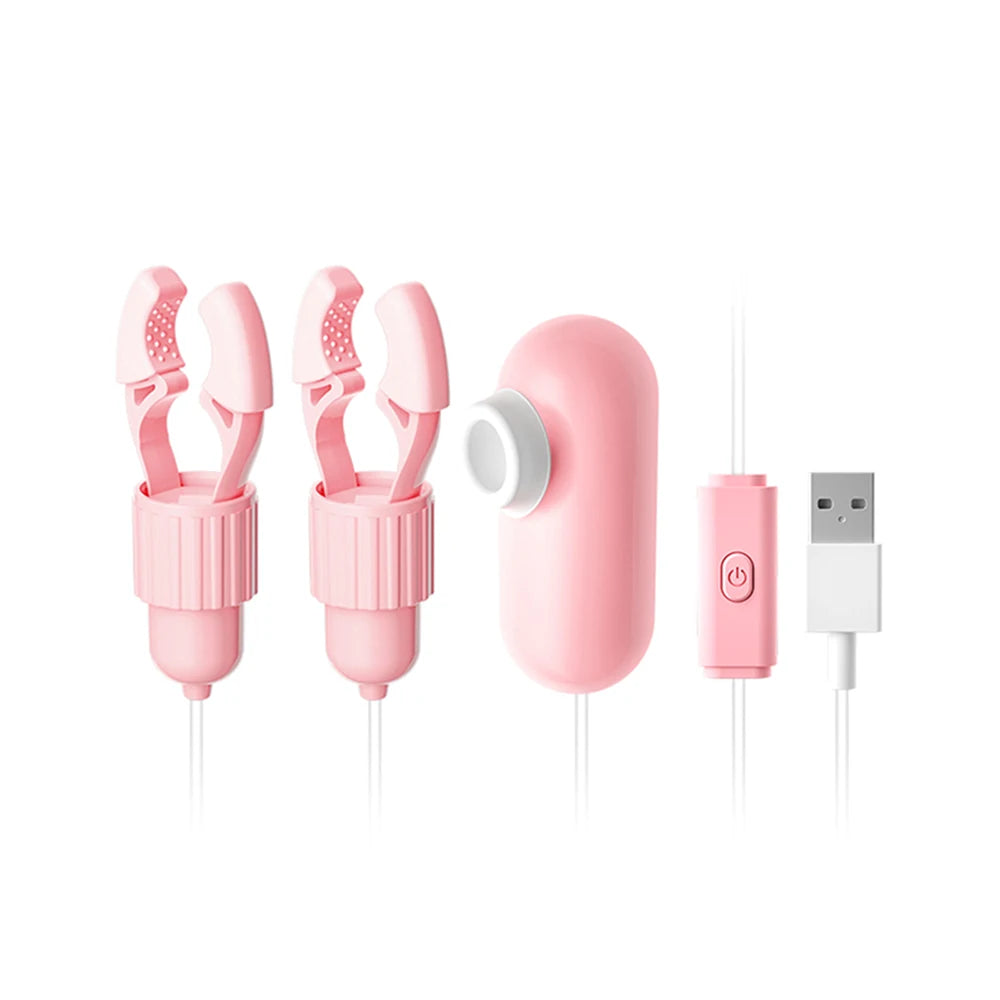 Nipple Clamps Vibrator Women Tongue Licking Strong Sucking Breast Massage Vibrating Toys Adults Female Masturbator Sex Toys 18+