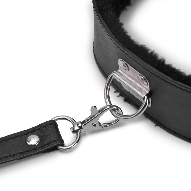 BDSM Collar Leather And Leash Plush Fetish Bondage Sex Necklace SM Toys Restraints Sex Toys For Adults Couples Games